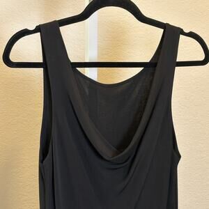 Casual Corner Womens Black Sleeveless Draped Back Cocktail Evening Midi Size S